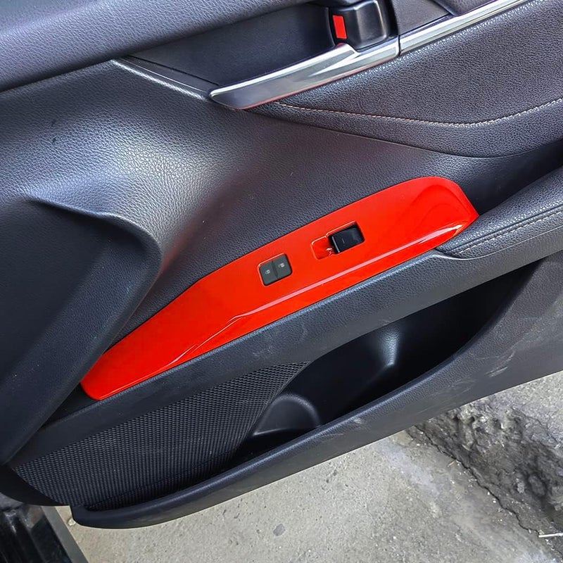 Kolya Compatible with 2018 2019 2020 2021 2022 2023 2024 2025 Toyota Camry Accessories Door Window Switch Panel Cover Window Control Button Trim (Red Color) - Image 3